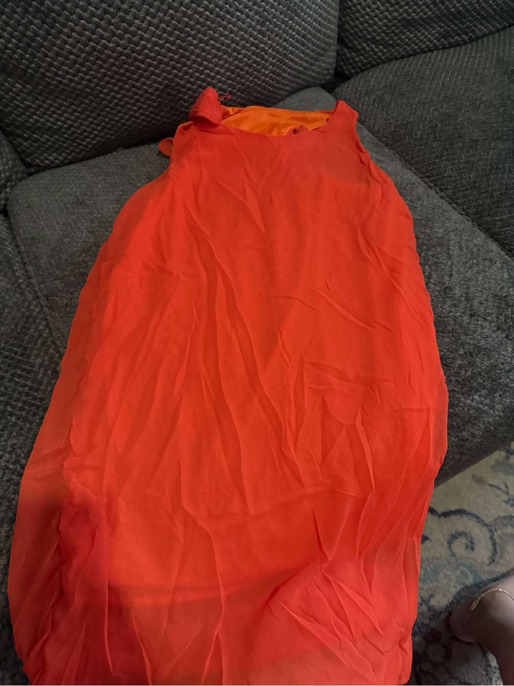 Bright Orange Sheer Swim Suit Cover Dress with Cute Bow
